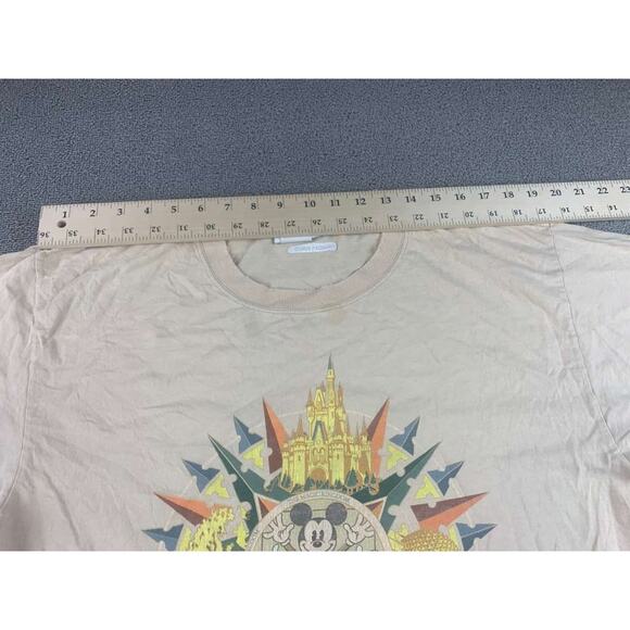 Vinatge Disney Tan Size Large World Tour Mickey Mouse Park Short Sleeve T Shirt - Picture 7 of 12